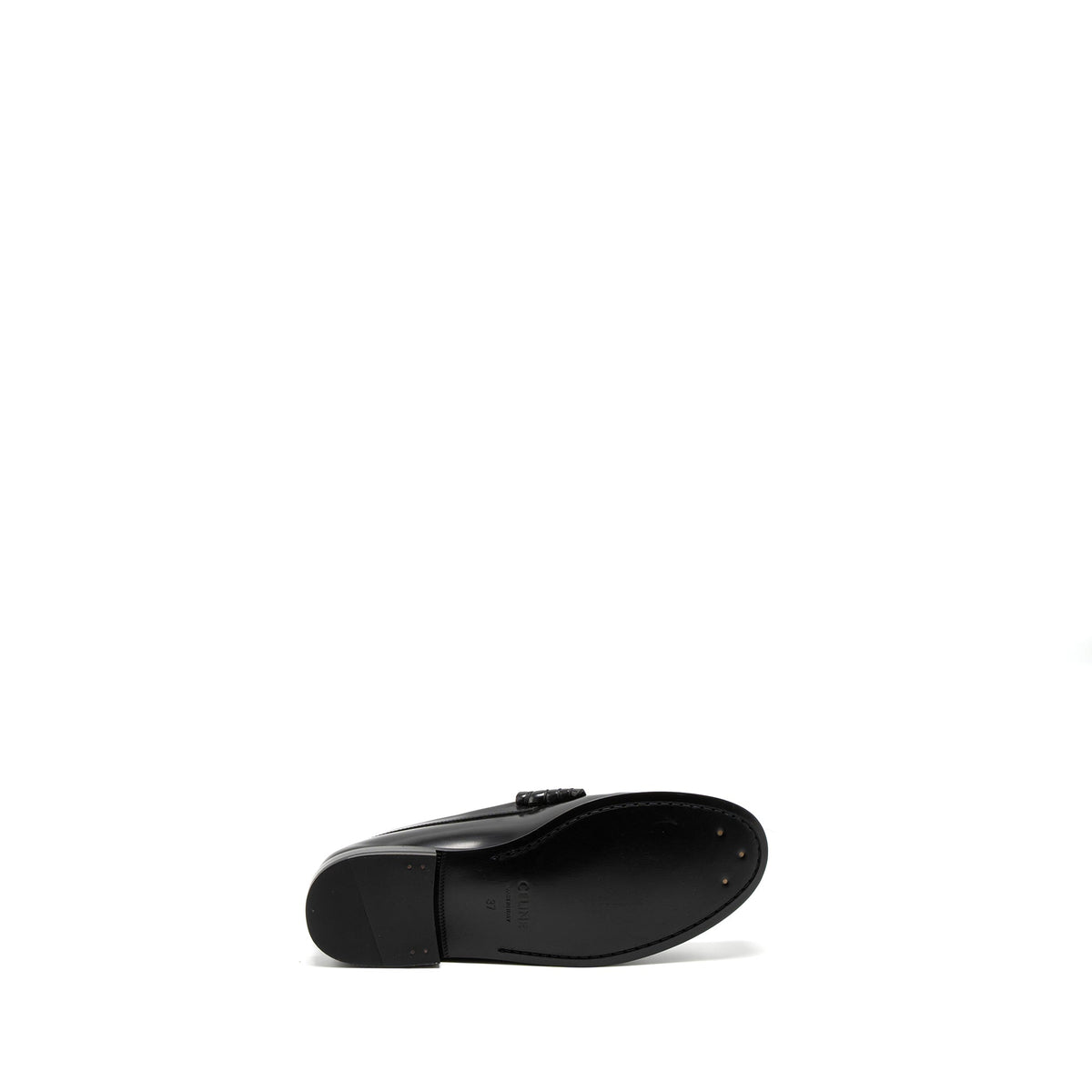 Celine Size 37 Luco Triomphe Loafer Calfskin Black GHW