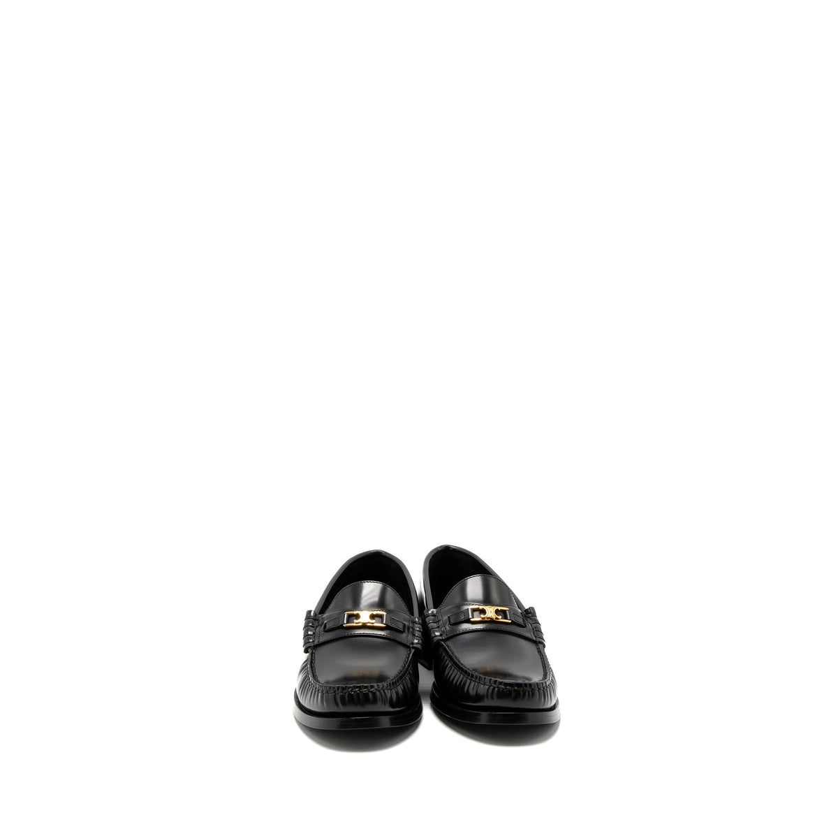 Celine Size 37 Luco Triomphe Loafer Calfskin Black GHW