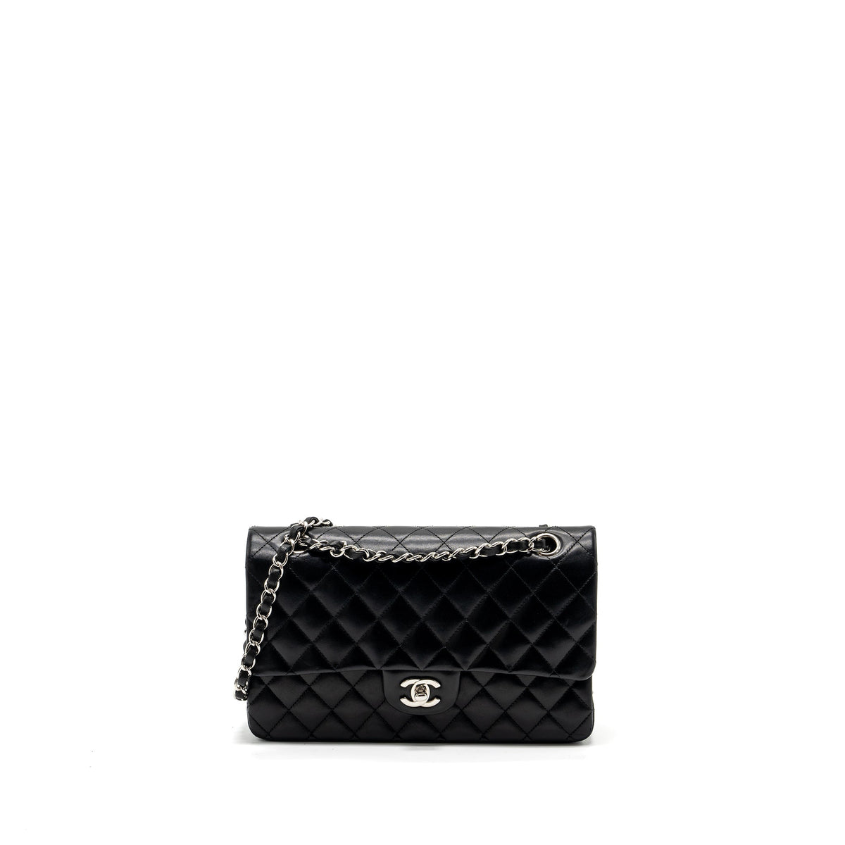 Chanel medium classic double flap bag lambskin black SHW
