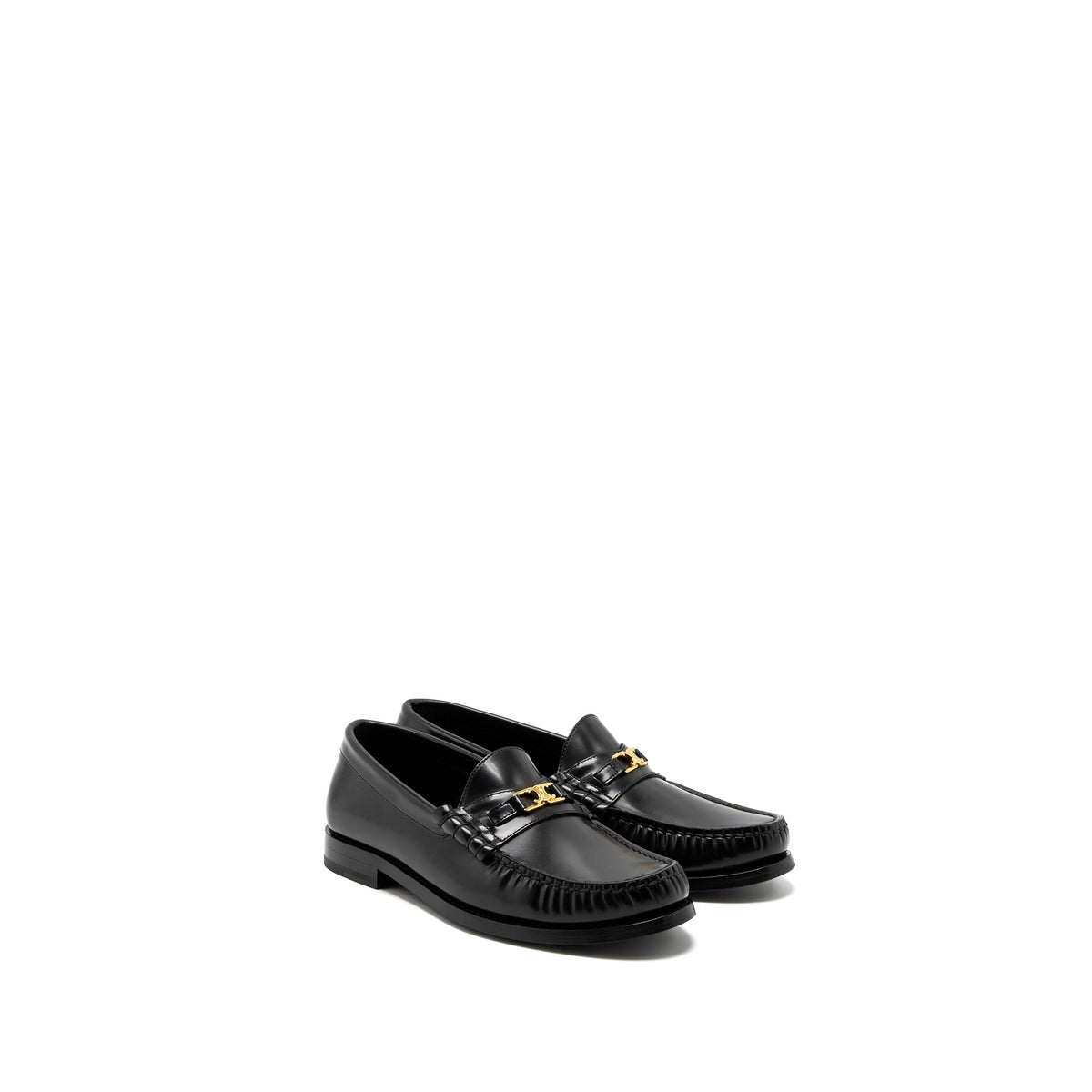 Celine Size 37 Luco Triomphe Loafer Calfskin Black GHW
