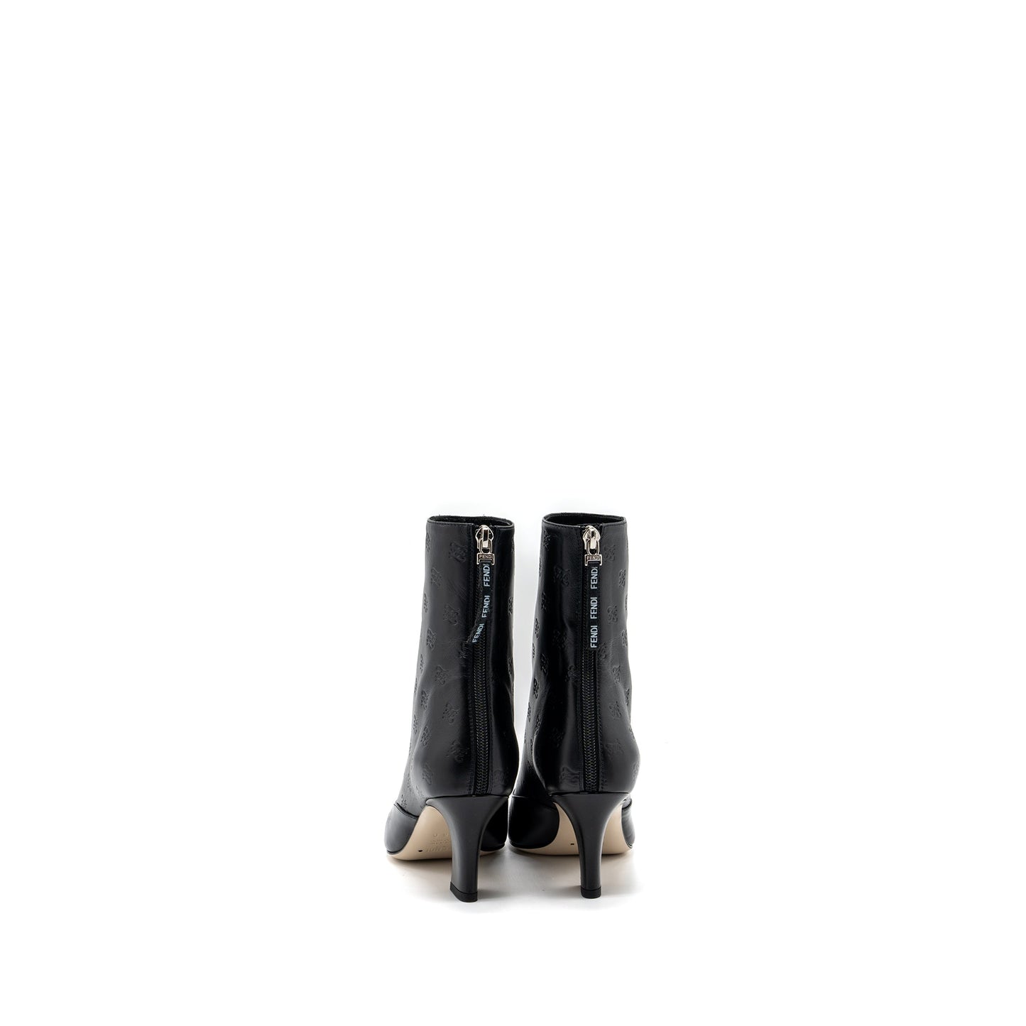 Fendi Size 38 FF print boots with heel leather black SHW