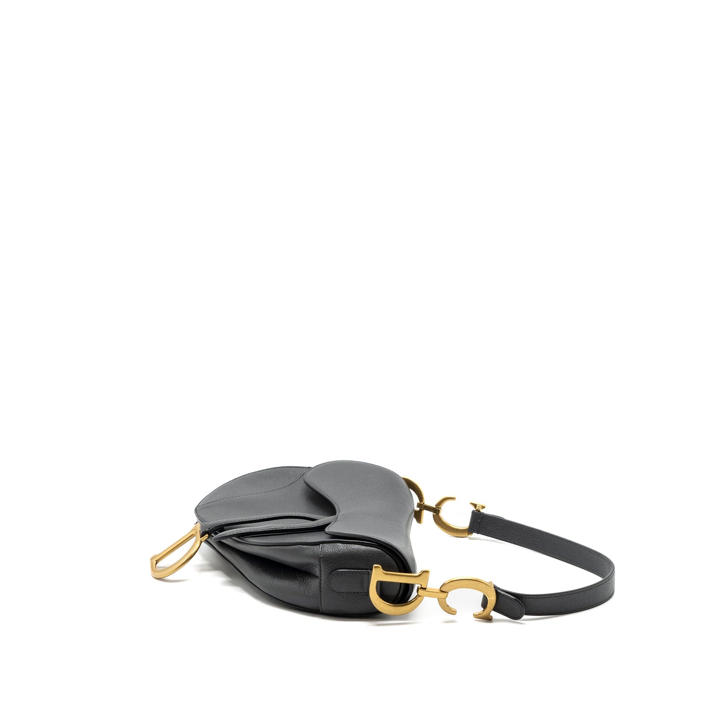 Dior Medium Saddle Bag GoatSkin Dark Grey GHW