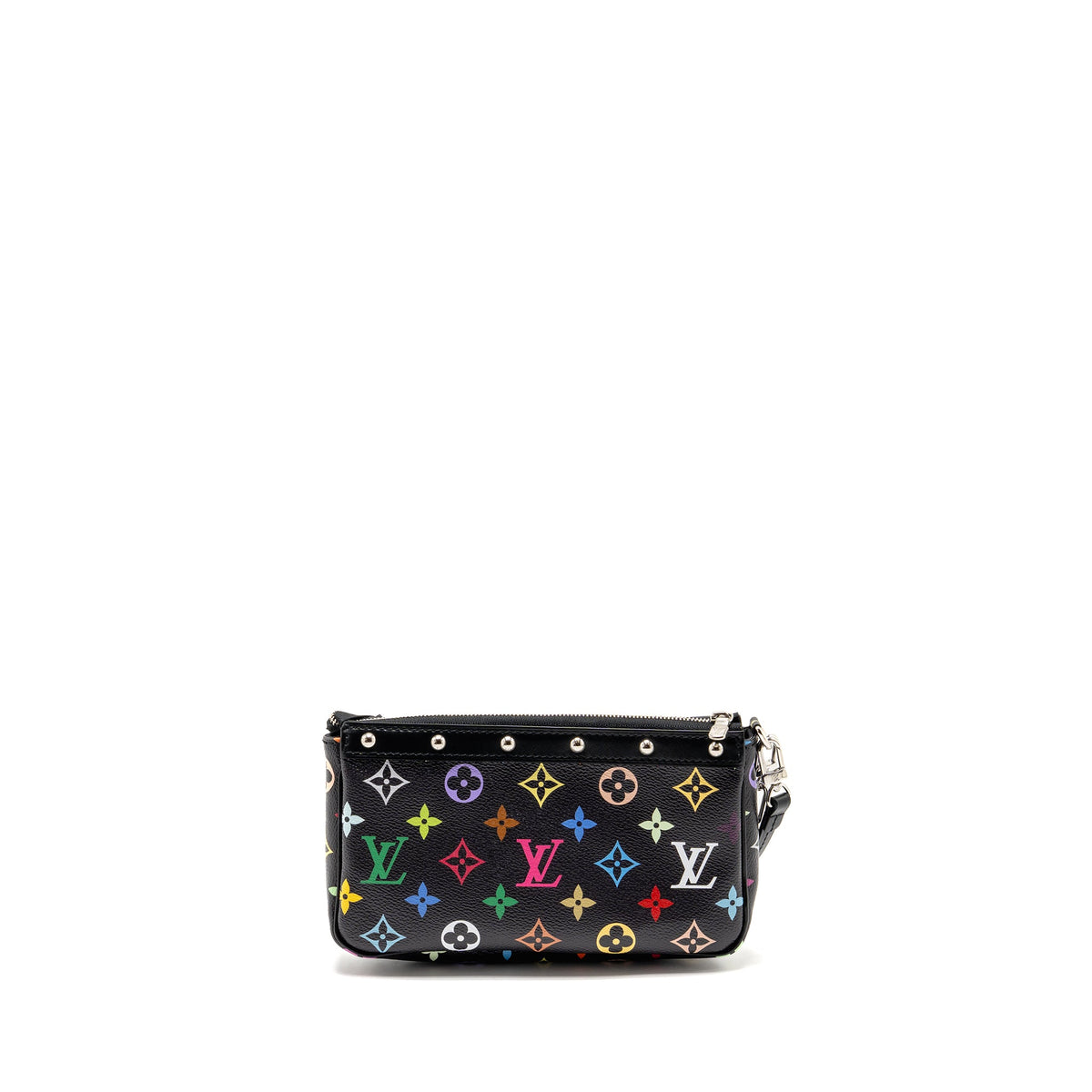 Louis Vuitton X Takashi Murakami Pochette Accessories Multicolour Monogram Canvas Black SHW