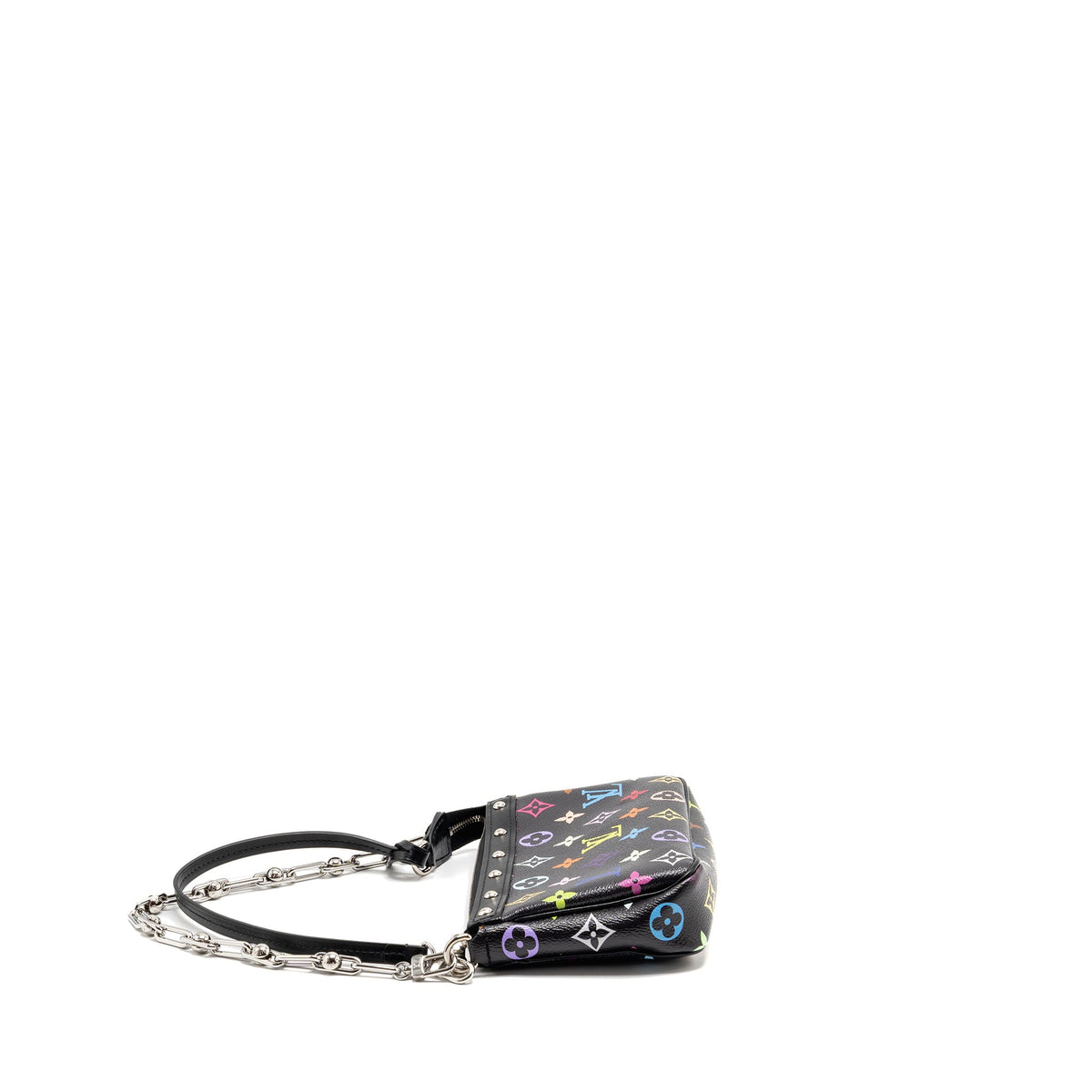 Louis Vuitton X Takashi Murakami Pochette Accessories Multicolour Monogram Canvas Black SHW