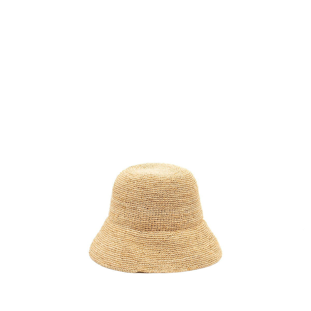 CELINE Size S Triomphe Bucket Hat In Raffia Natural/Black