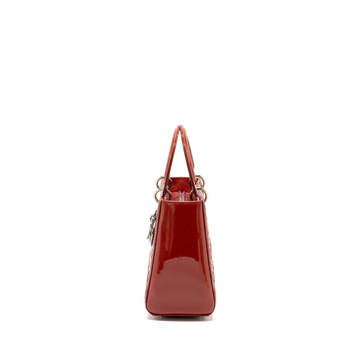 dior medium lady dior patent dark pink SHW