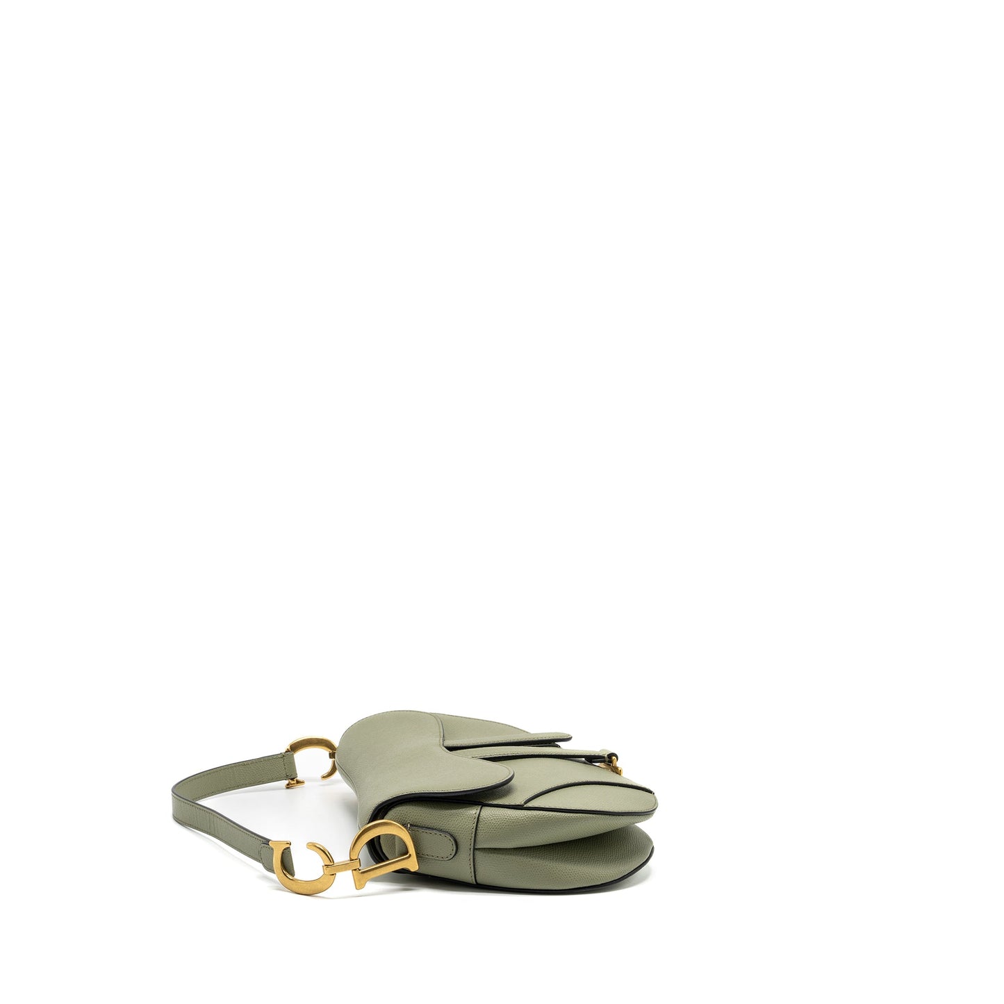 Dior Medium Saddle Bag Grained Calfskin Green GHW