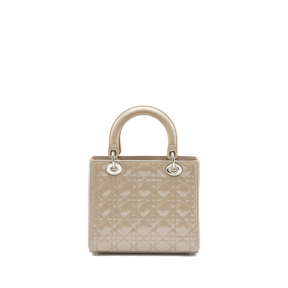 Dior medium lady dior patent light grey SHW