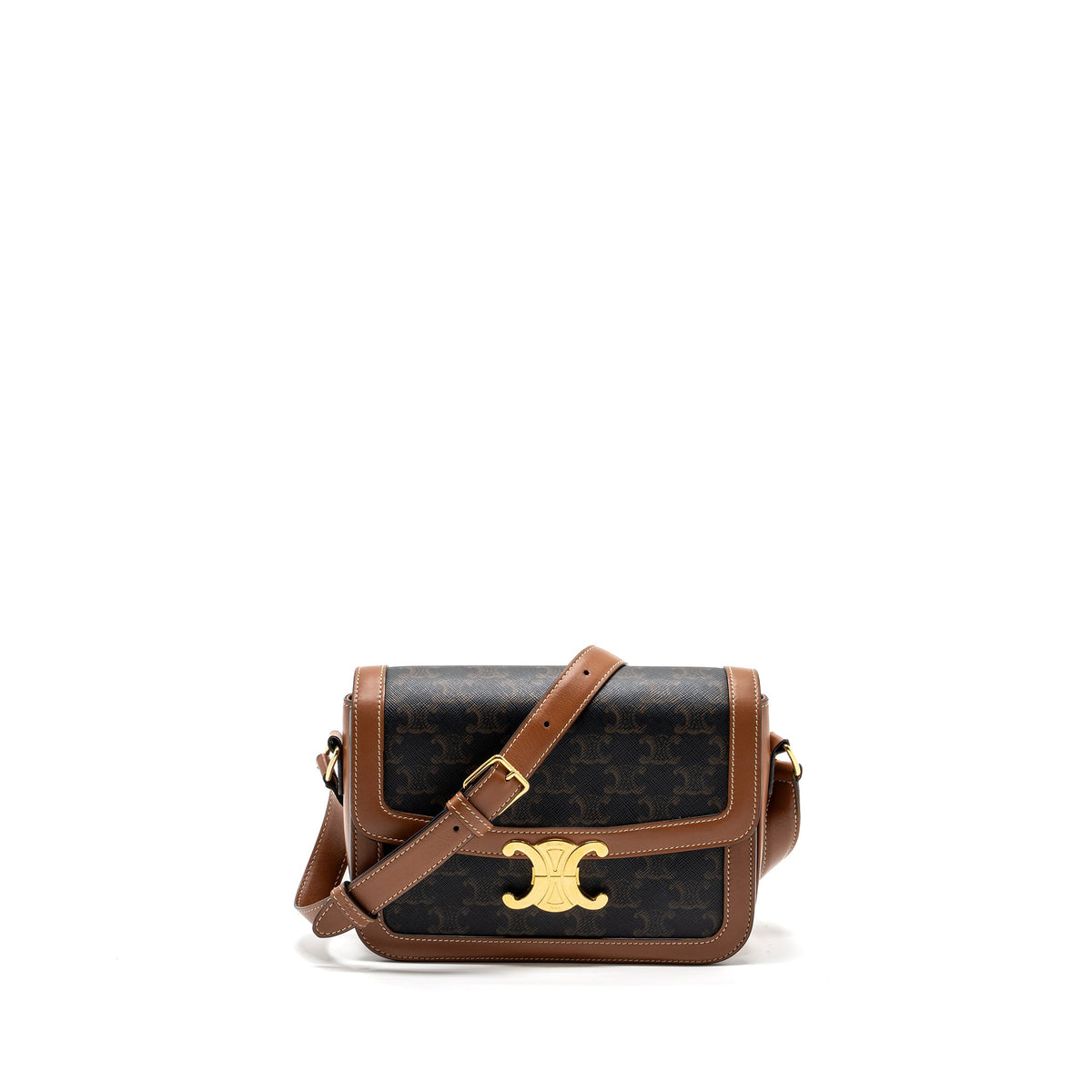 Celine Classic triomphe bag canvas / calfskin tan GHW
