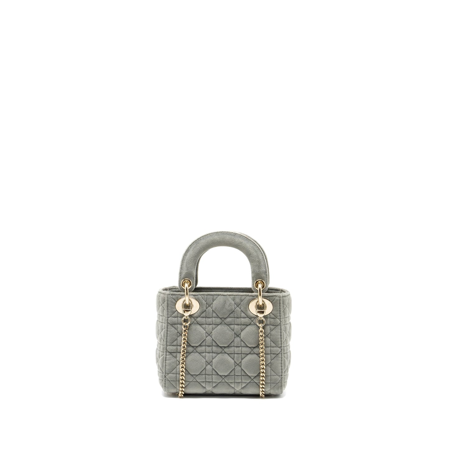 Dior Mini Lady Dior Velvet Light Grey LGHW