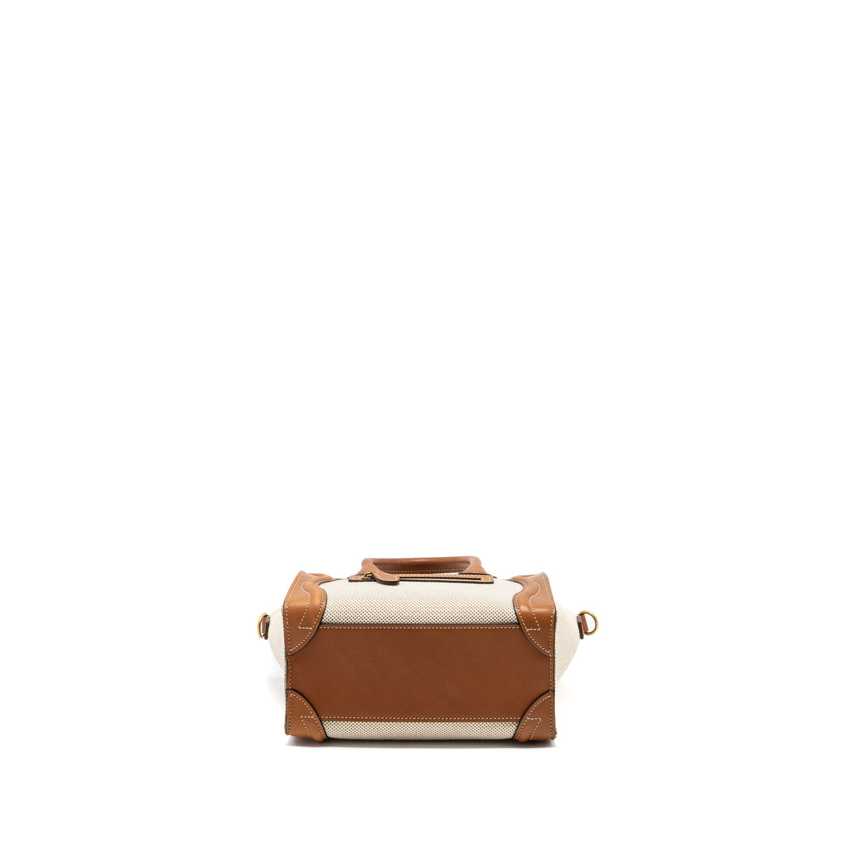 Celine Nano Luggage Bag Canvas/Leather Tan/White GHW