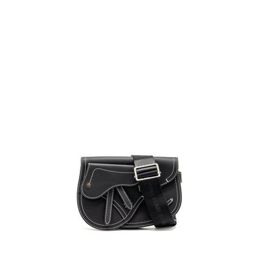 Dior x Kaws Pouch Saddle Bag Leather Black SHW
