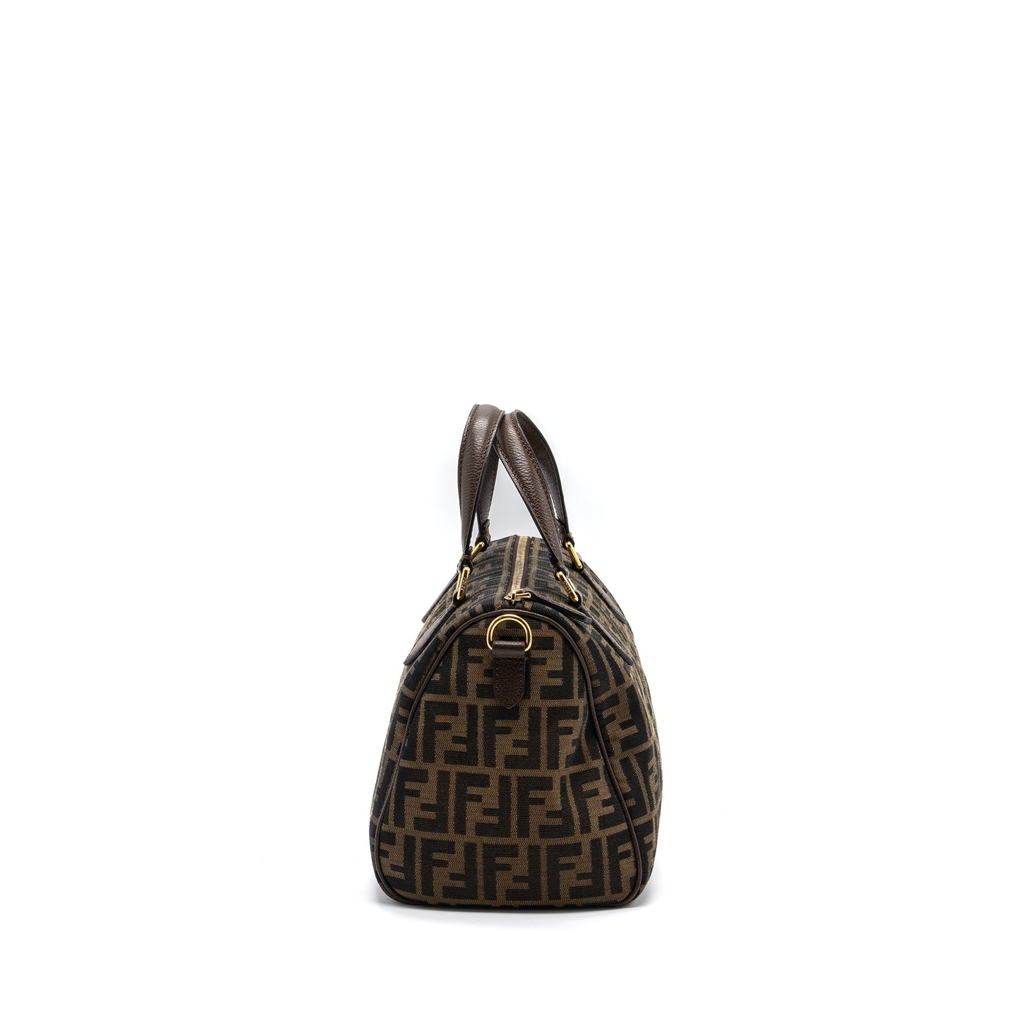 Fendi Boston Bag FF Jacquard Fabric Brown GHW