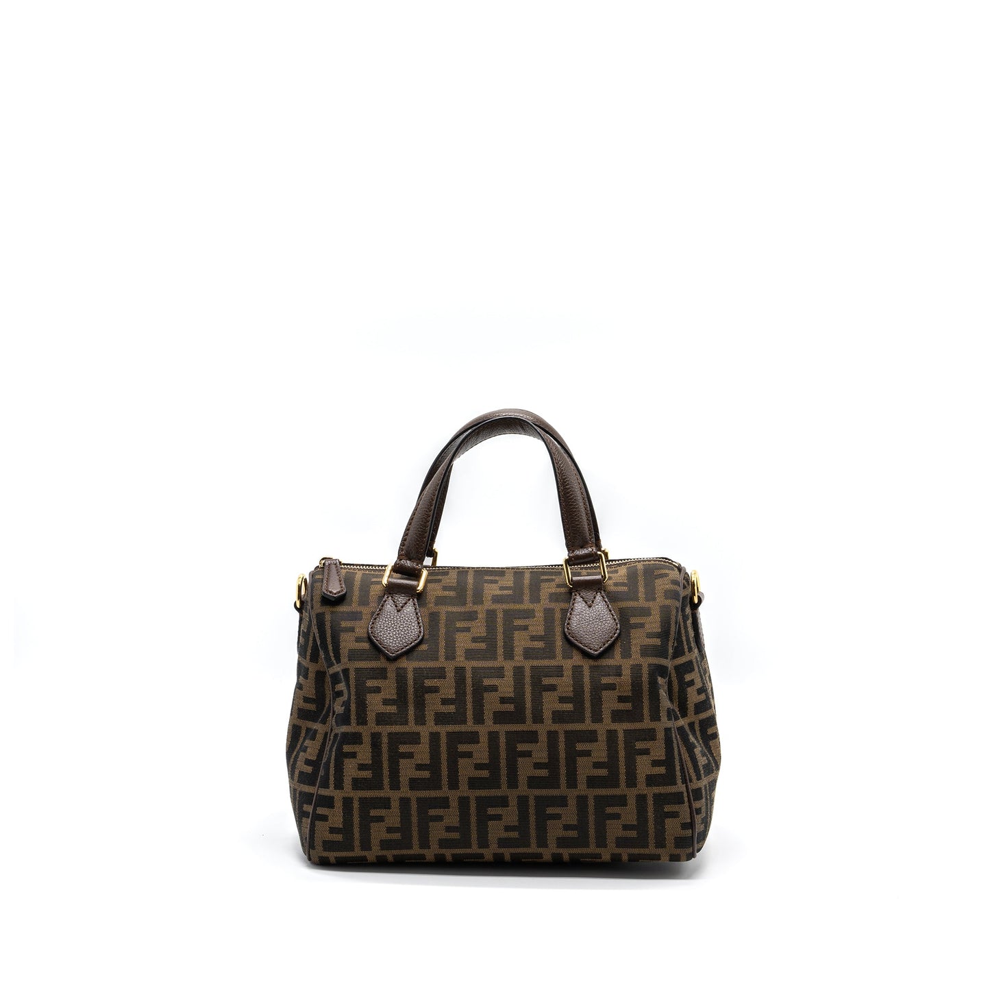 Fendi Boston Bag FF Jacquard Fabric Brown GHW