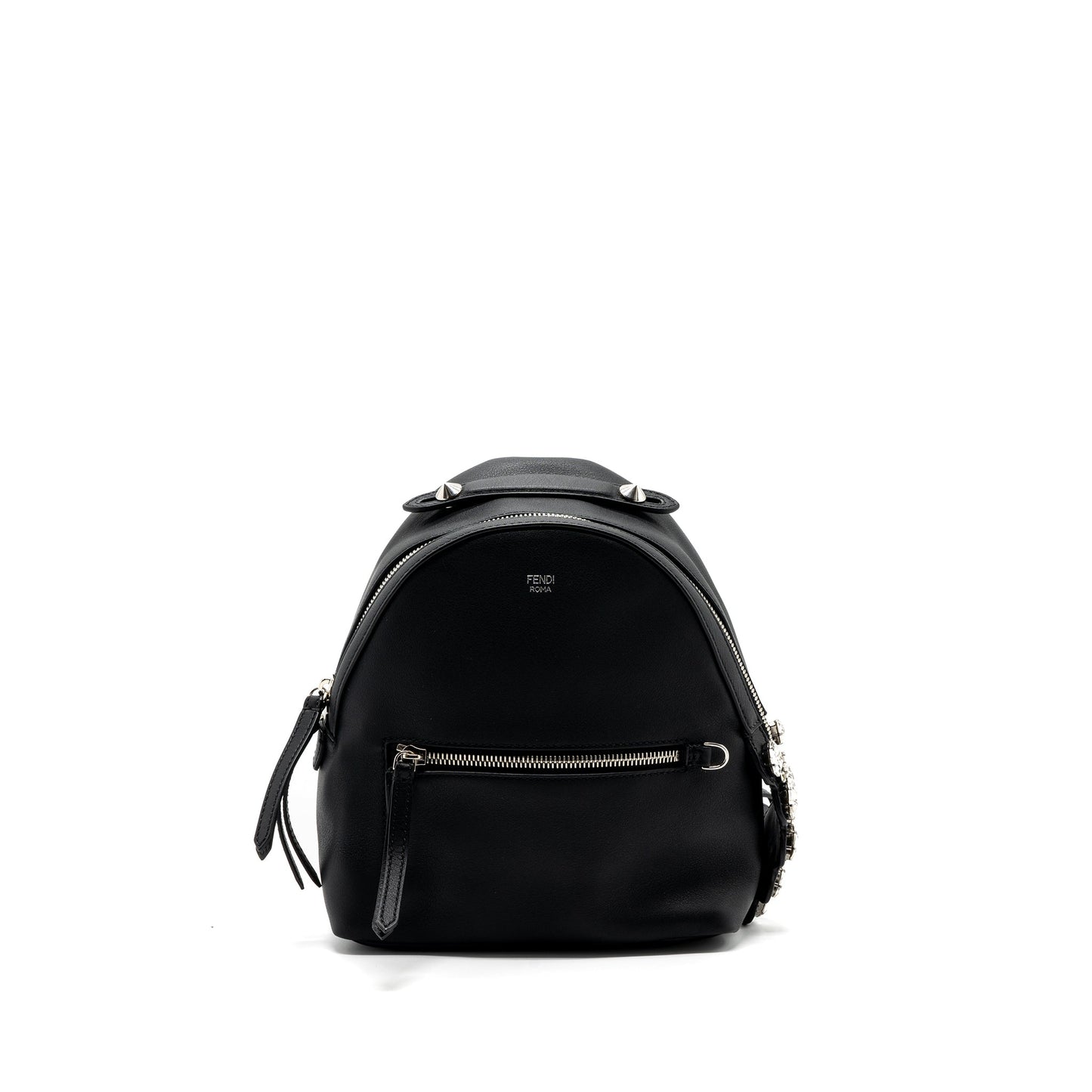 Fendi By The Way Backpack Leather Crystal Black SHW