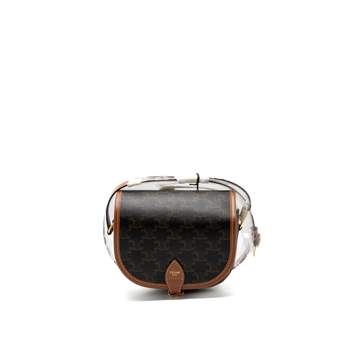 Celine medium Folco bag TRIOMPHE CANVAS AND CALFSKIN TAN GHW