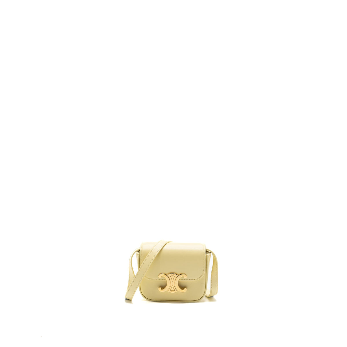 Celine Mini Claude Shiny Calfskin Light Yellow GHW