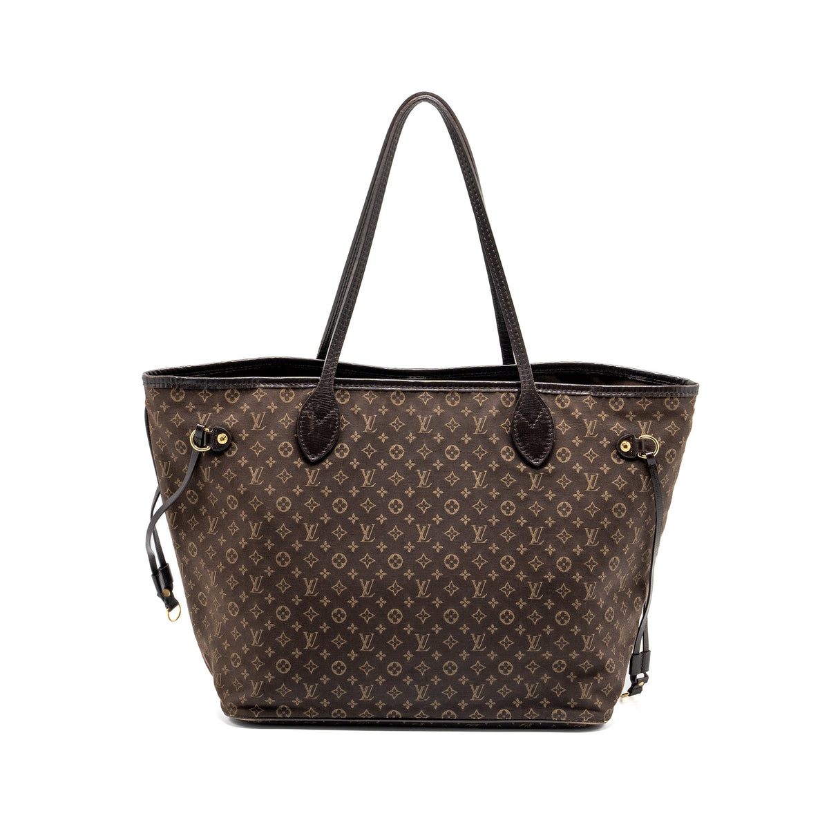 Louis Vuitton vintage neverfull MM fabric dark brown GHW