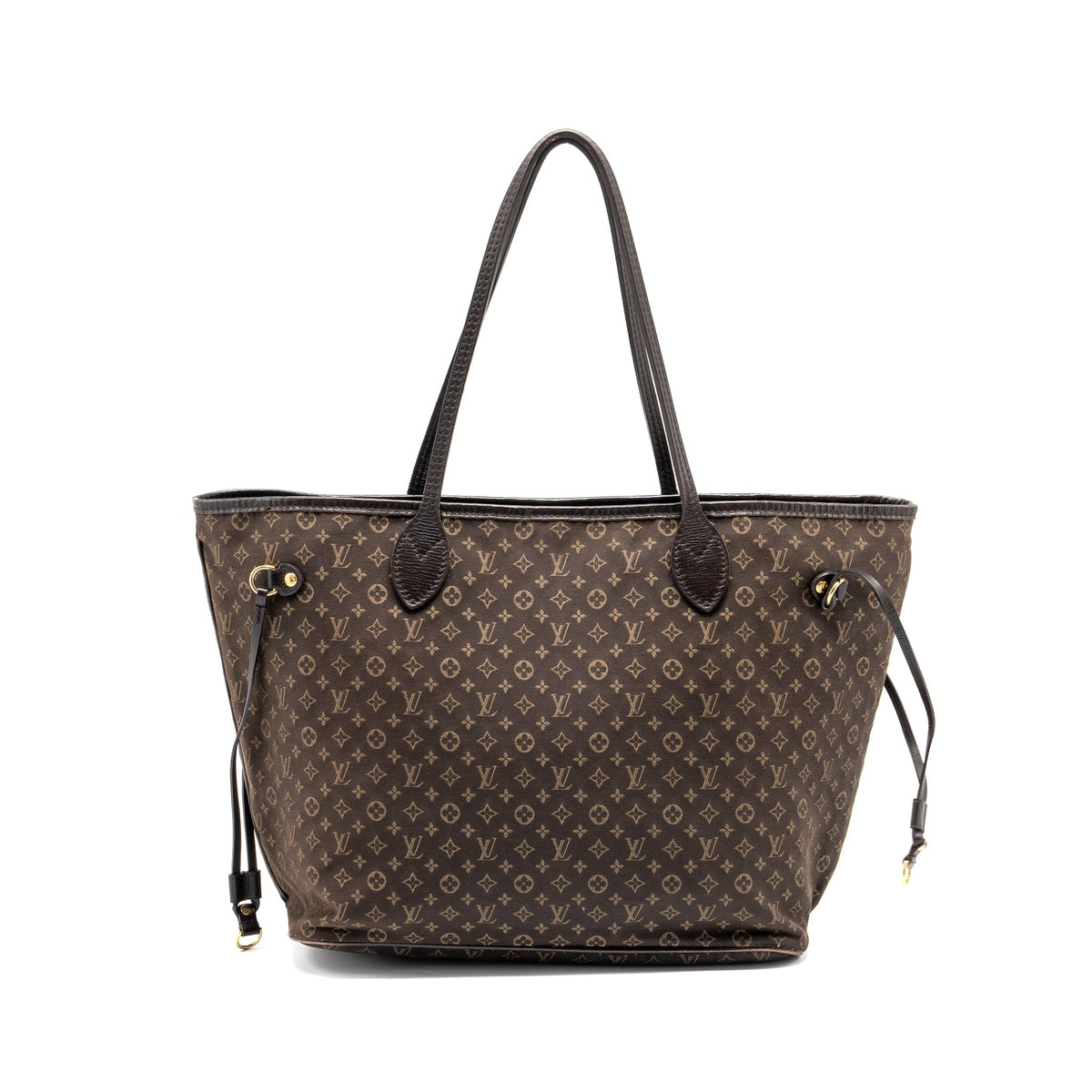 Louis Vuitton vintage neverfull MM fabric dark brown GHW