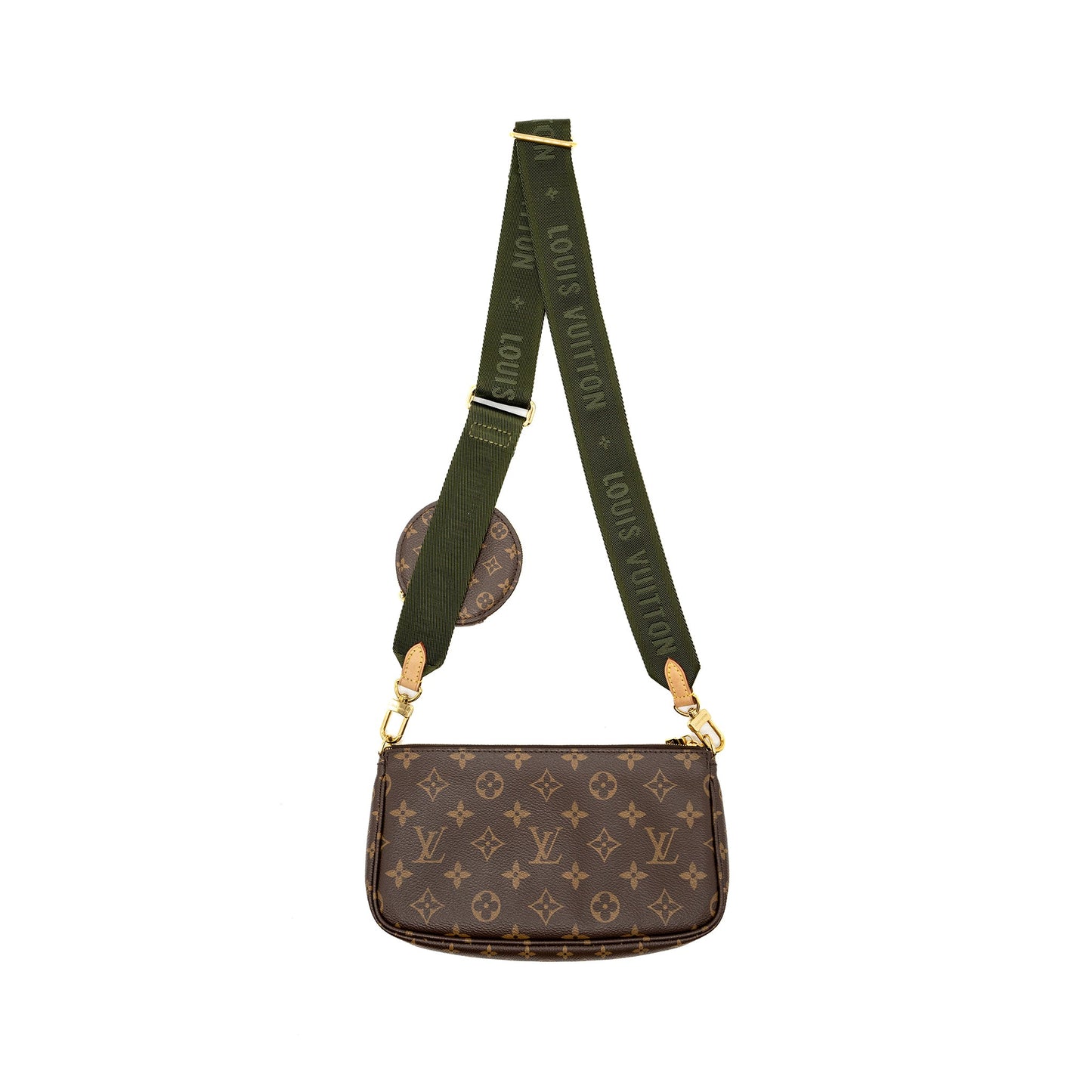 Louis Vuitton Multi Pochette Accessories Monogram Canvas Khaki Strap GHW
