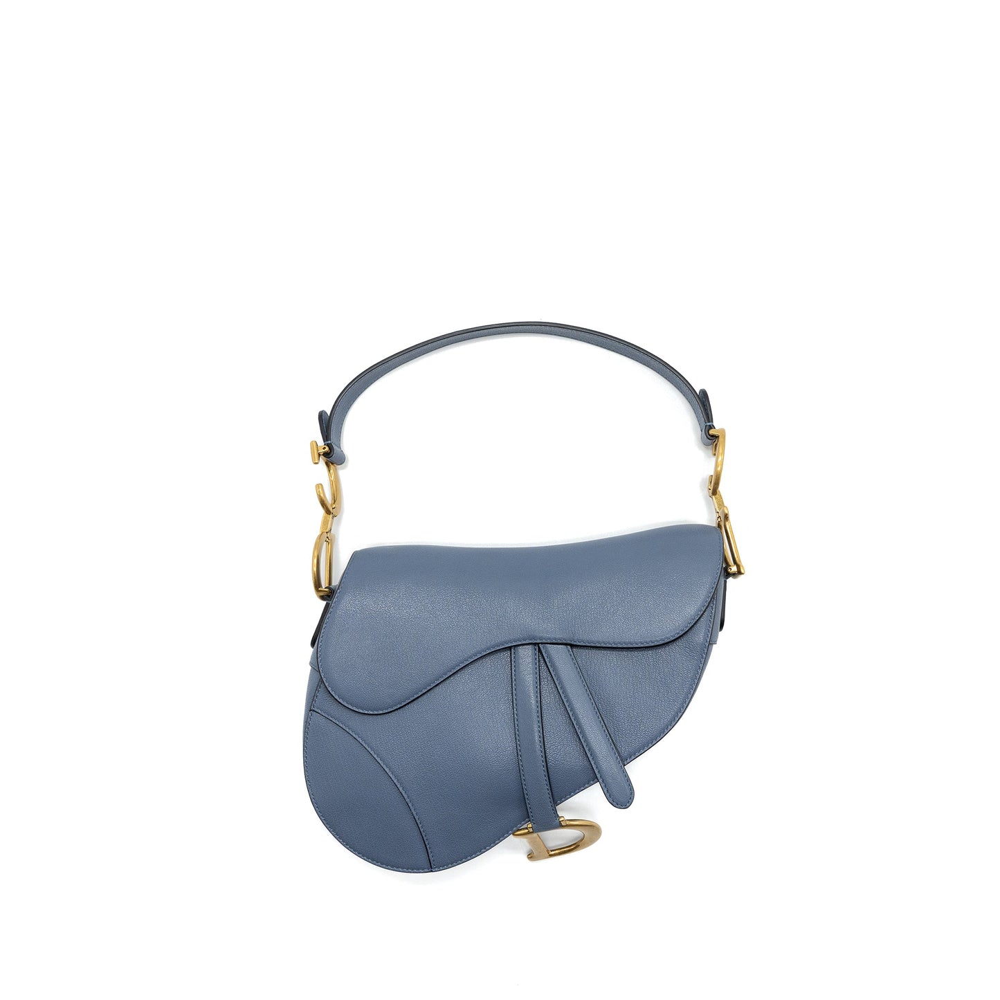 Dior medium saddle bag goat skin light blue GHW
