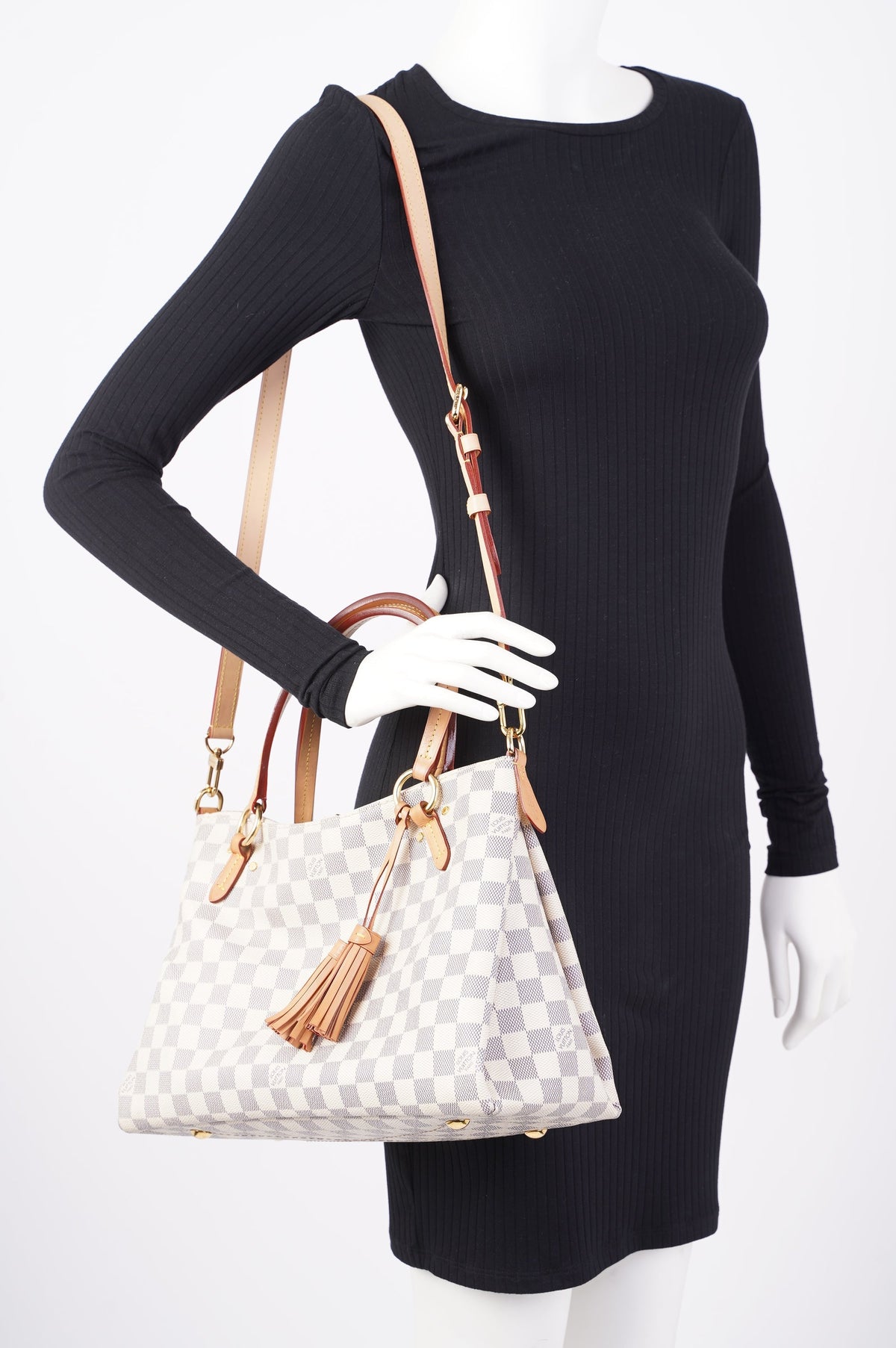 Louis Vuitton Womens Lymington Handbag Damier Azur Canvas