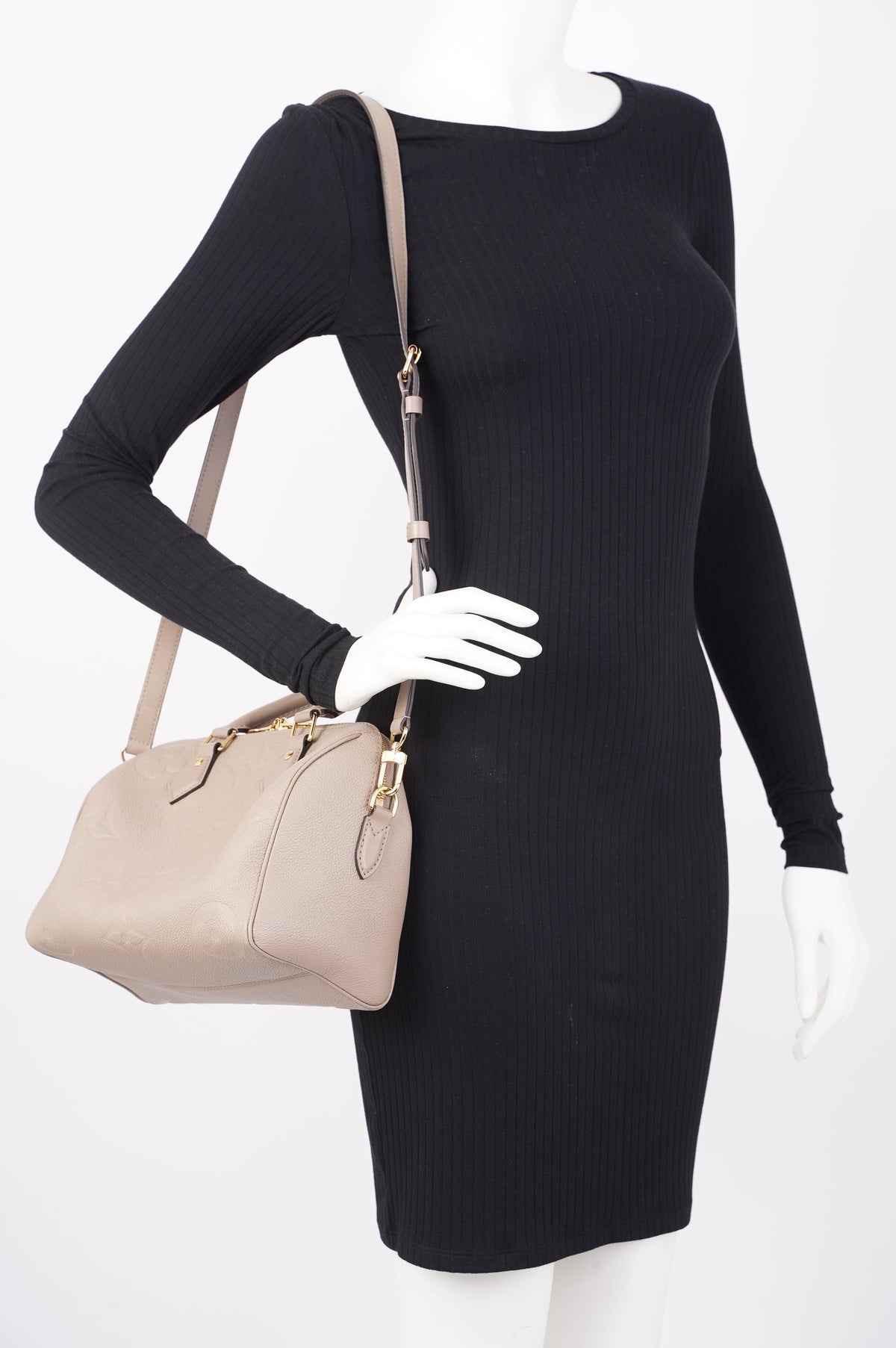 Louis Vuitton Speedy Bandouliere Grey Empreinte Leather 25