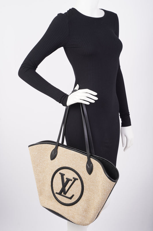 Louis Vuitton Womens Saint Jacques Tote Beige / Black Raffia