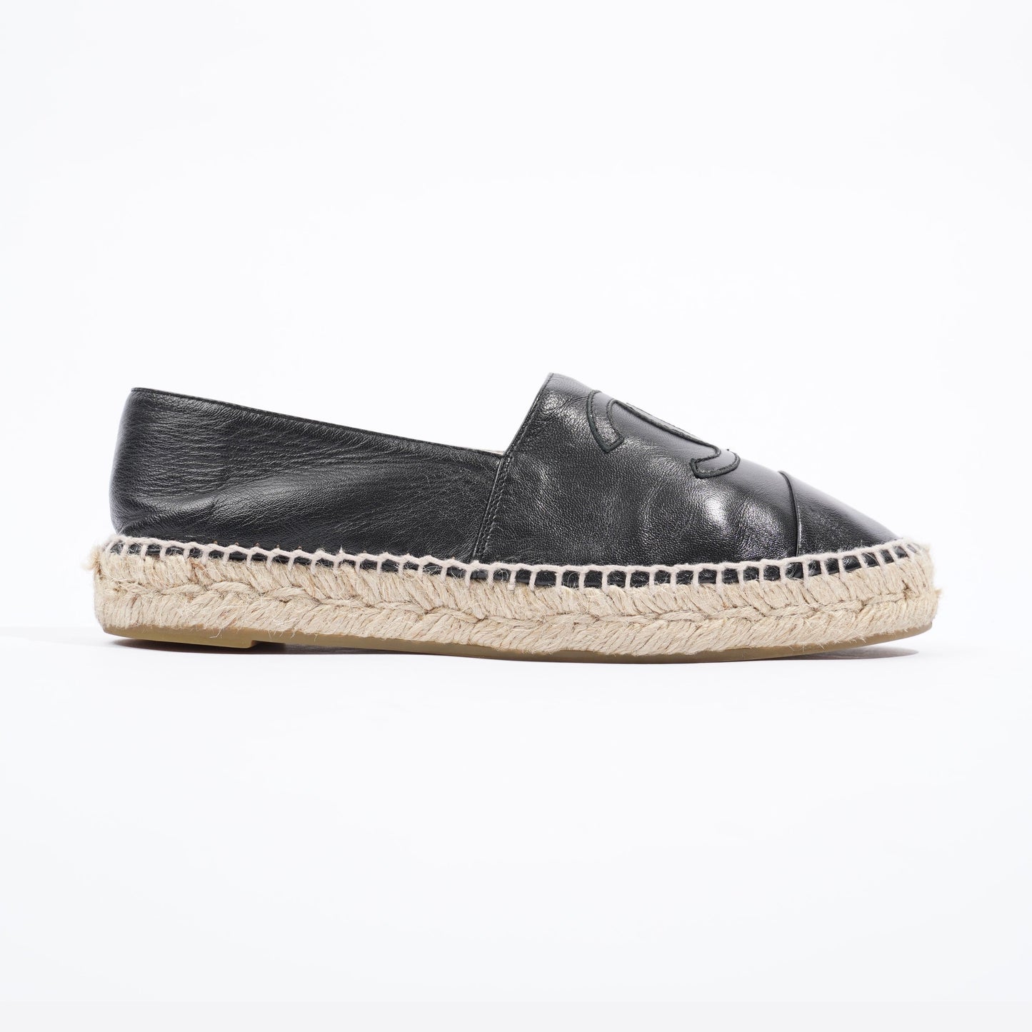 Chanel Espadrilles Black Leather EU 38   UK 5