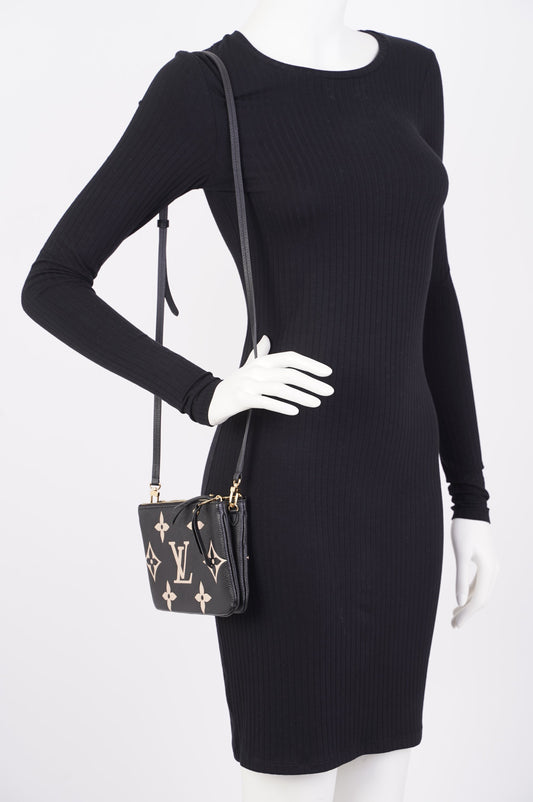 Louis Vuitton Double Pochette Zip on Strap Empreinte Monogram Leather