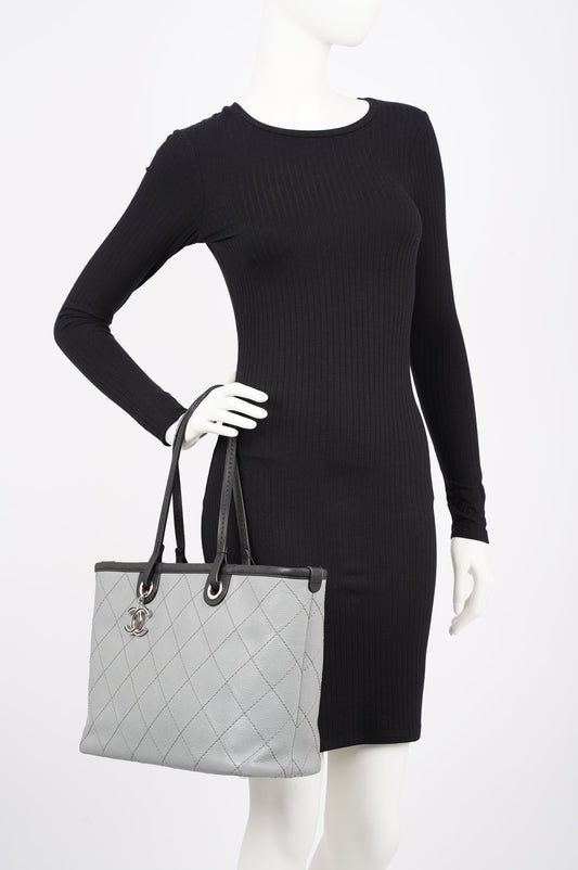 Chanel Womens Fever Shopping Tote Grey Caviar