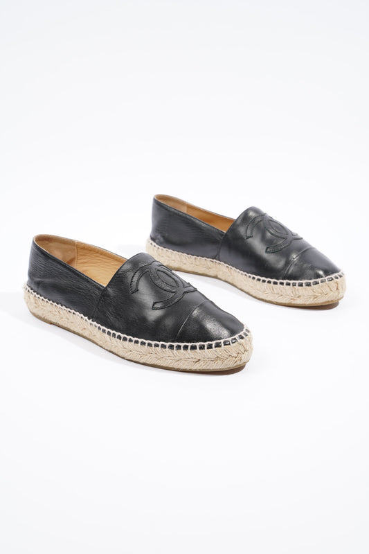 Chanel Espadrilles Black Leather EU 38   UK 5