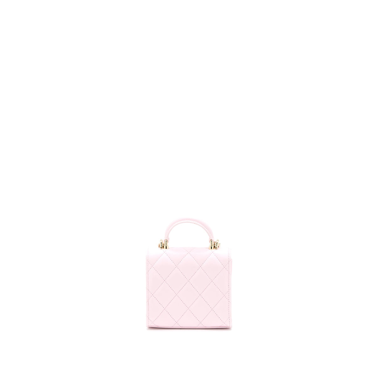 Chanel Top Handle Mini Flap Bag with Chain Lambskin Light Pink LGHW