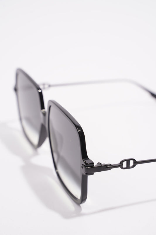 Christian Dior Link1 Square Sunglasses Black Metal 145