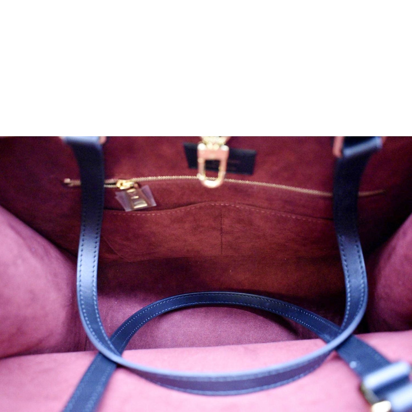 LOUIS VUITTON Onthego MM Giant Monogram Leather Tote Bag Black/Bicolor