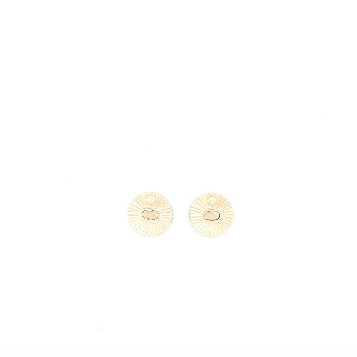 Chanel Round CC Logo Earrings Black/Gold In Gold Tone