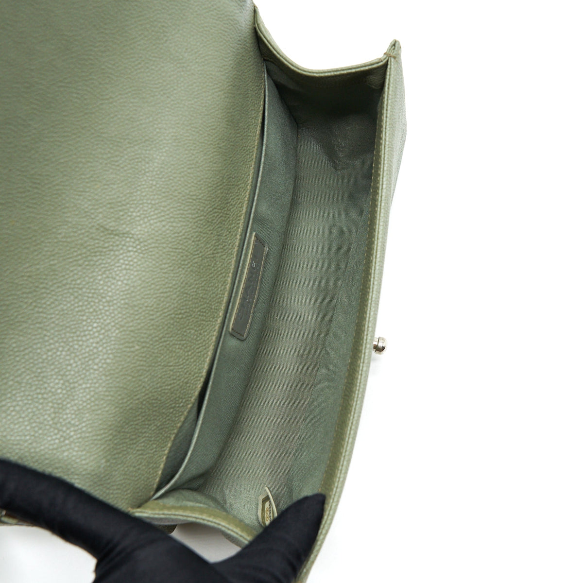 Chanel Medium Boy Bag Caviar Light Green SHW