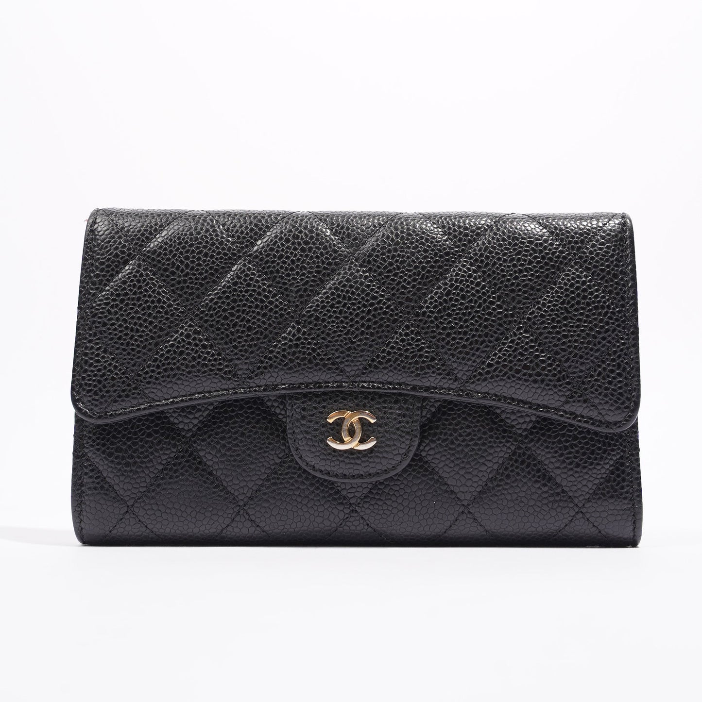 Chanel Quilted Classic Flap Wallet Black Caviar Leather
