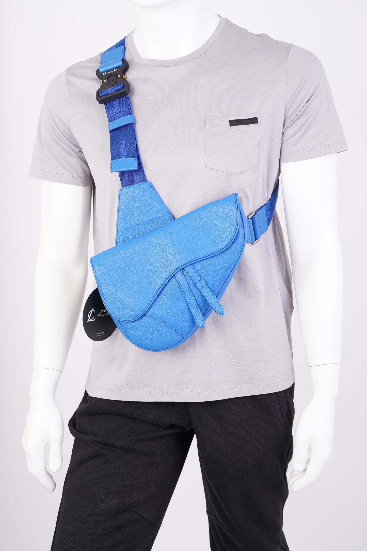 Christian Dior Saddle Bag Blue Leather