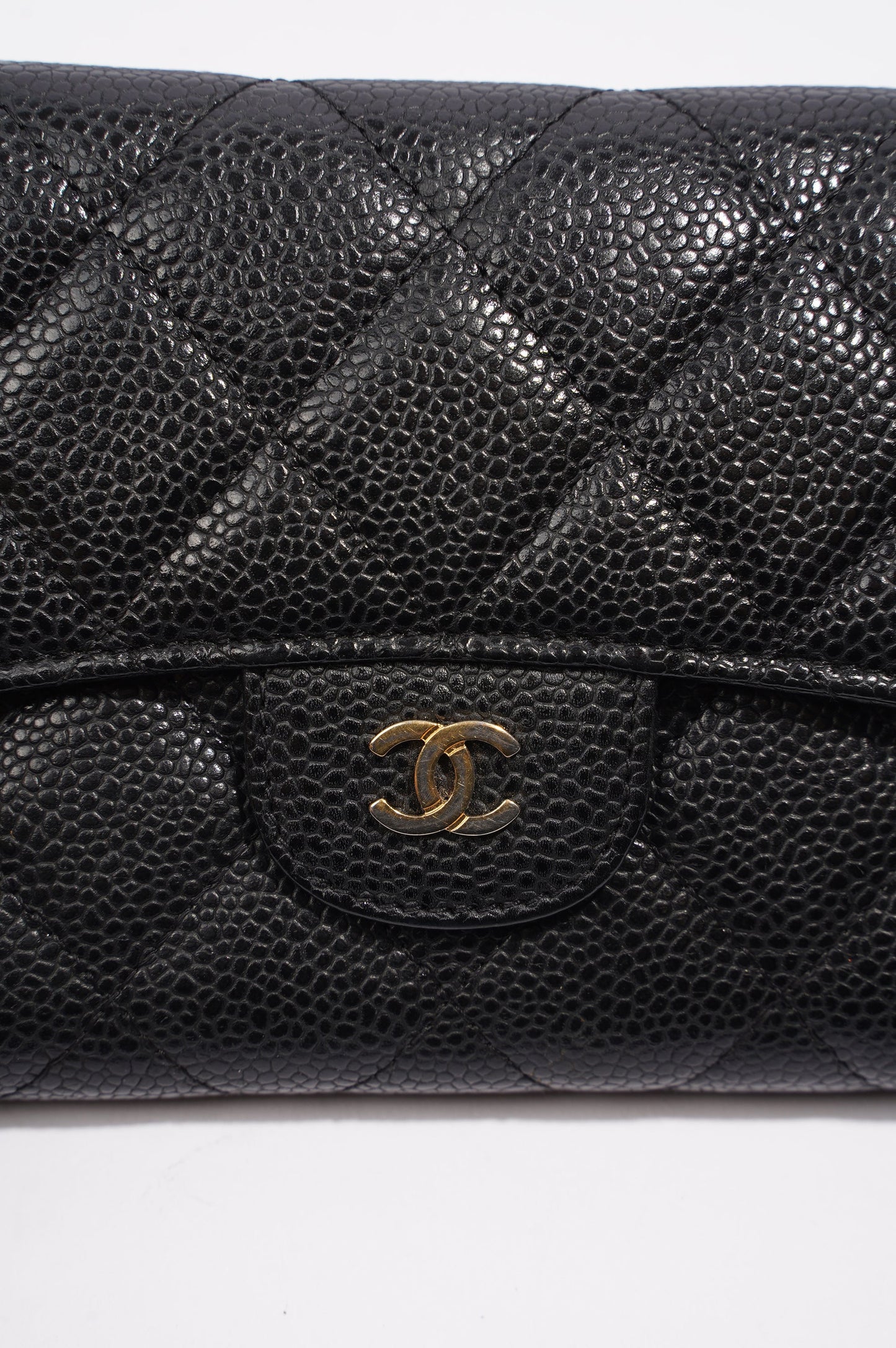 Chanel Quilted Classic Flap Wallet Black Caviar Leather