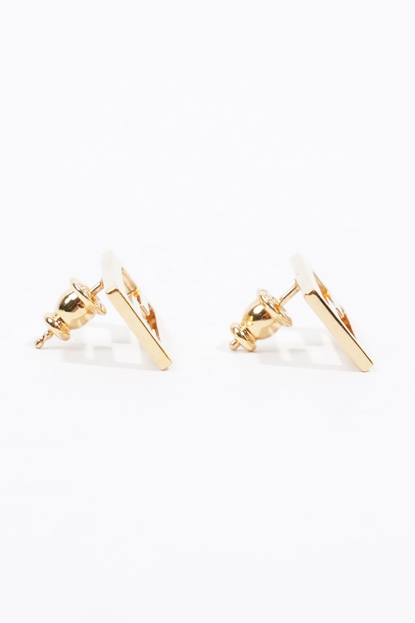 Fendi Baguette Earrings Gold Finish Base Metal