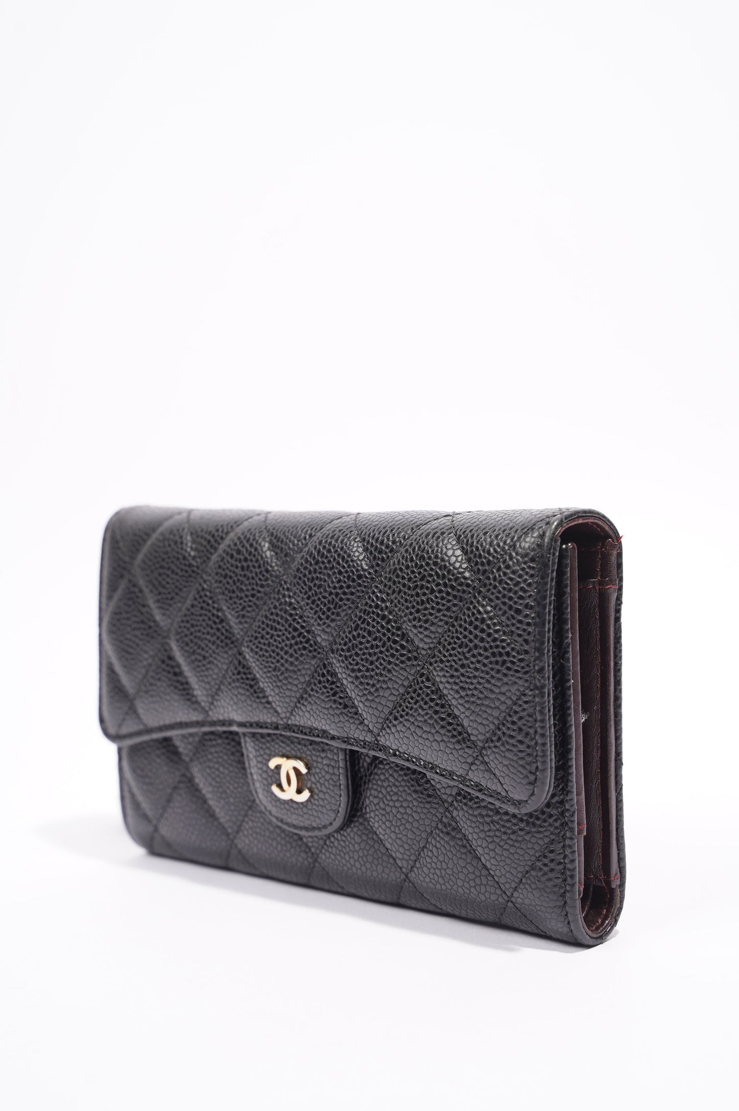 Chanel Quilted Classic Flap Wallet Black Caviar Leather