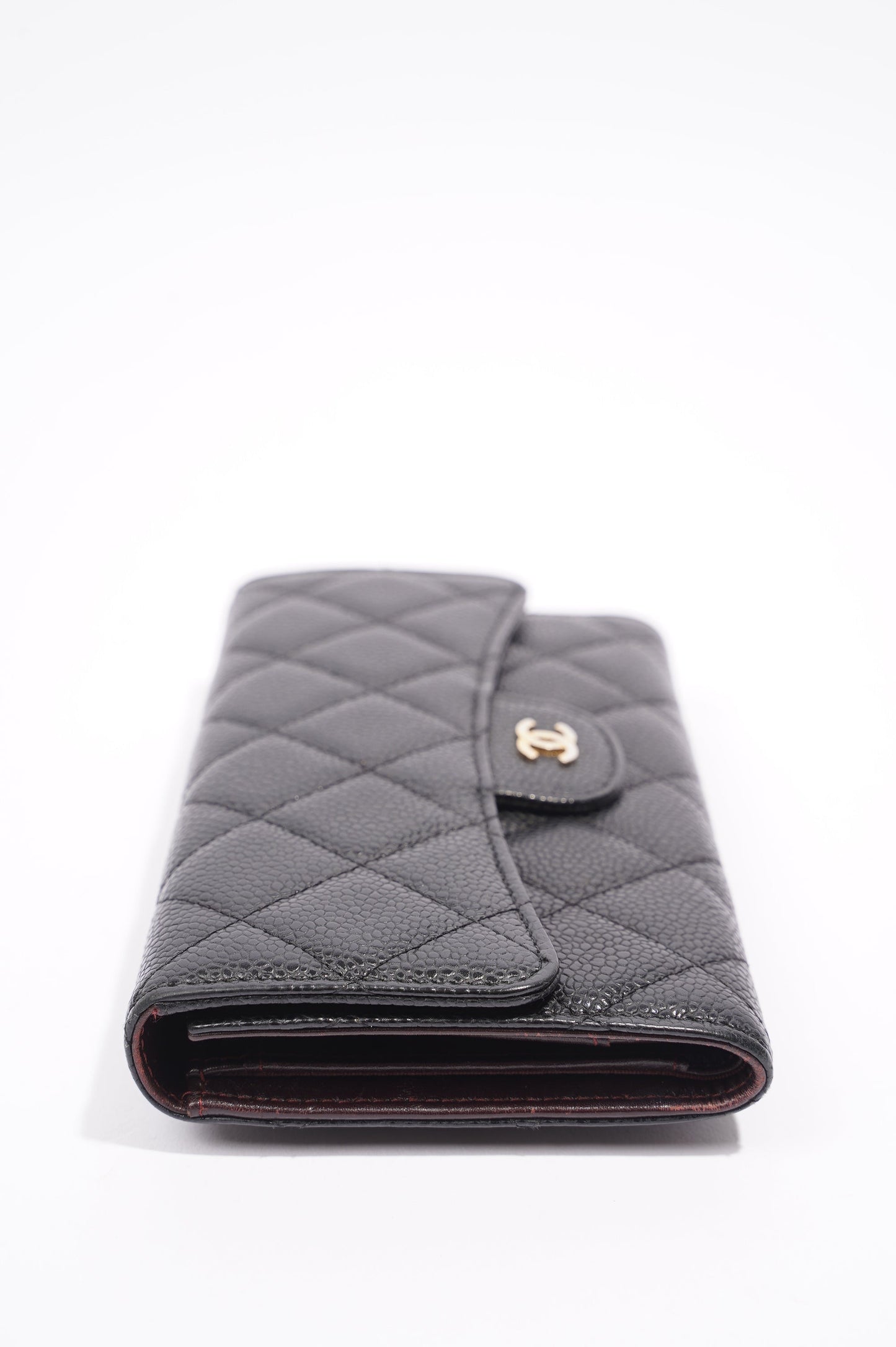 Chanel Quilted Classic Flap Wallet Black Caviar Leather