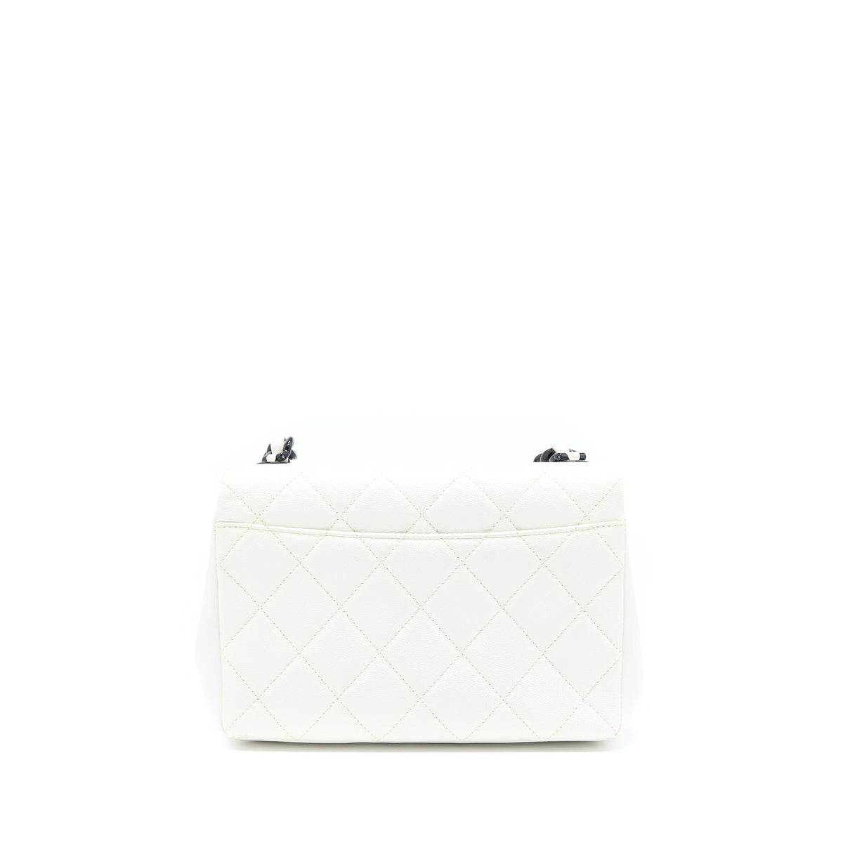 Chanel Seasonal Flap Bag Caviar White With Black Hardware