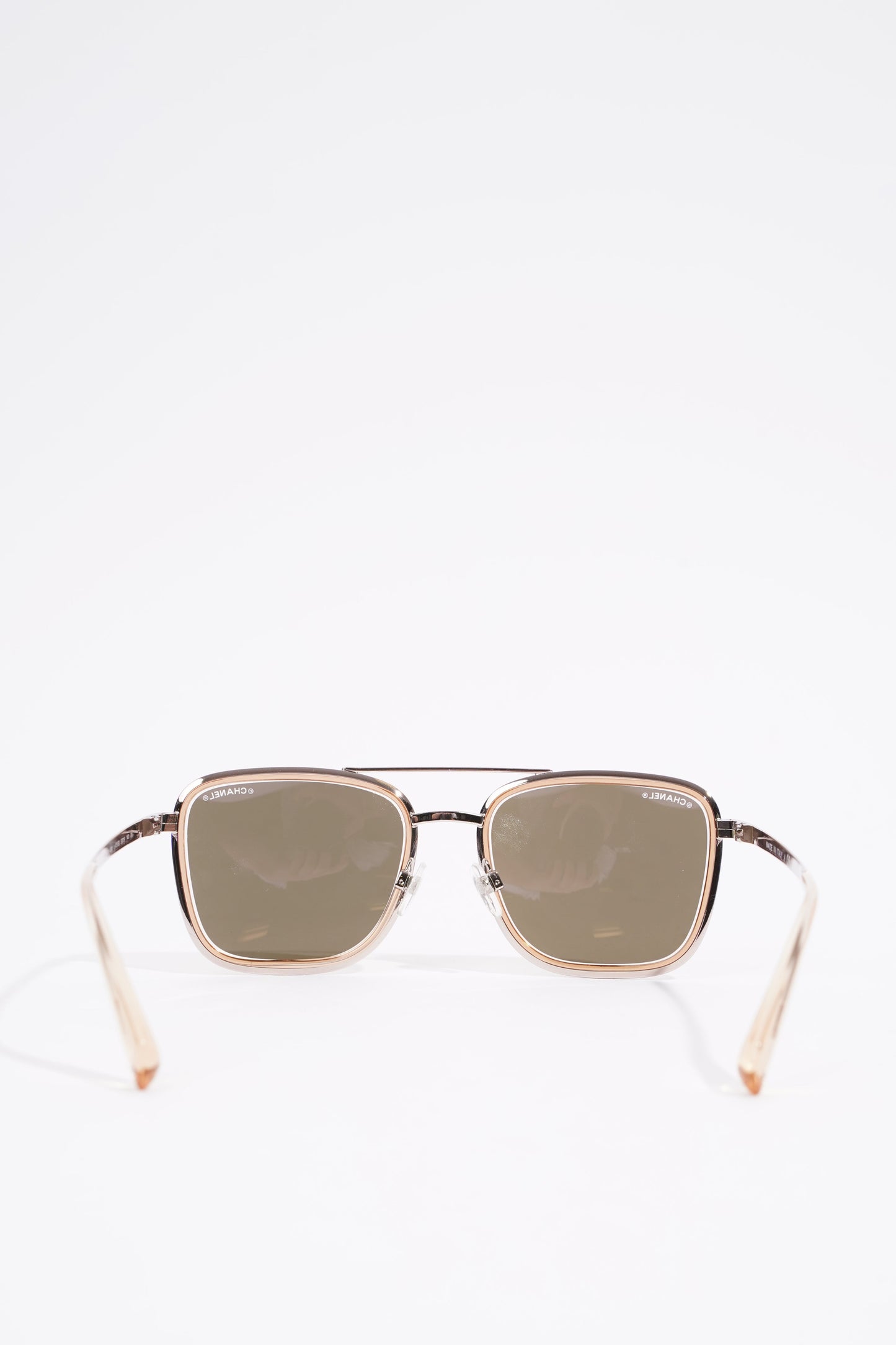 Chanel Metal Pilot Sunglasses Rose Gold Metal Acetate 140