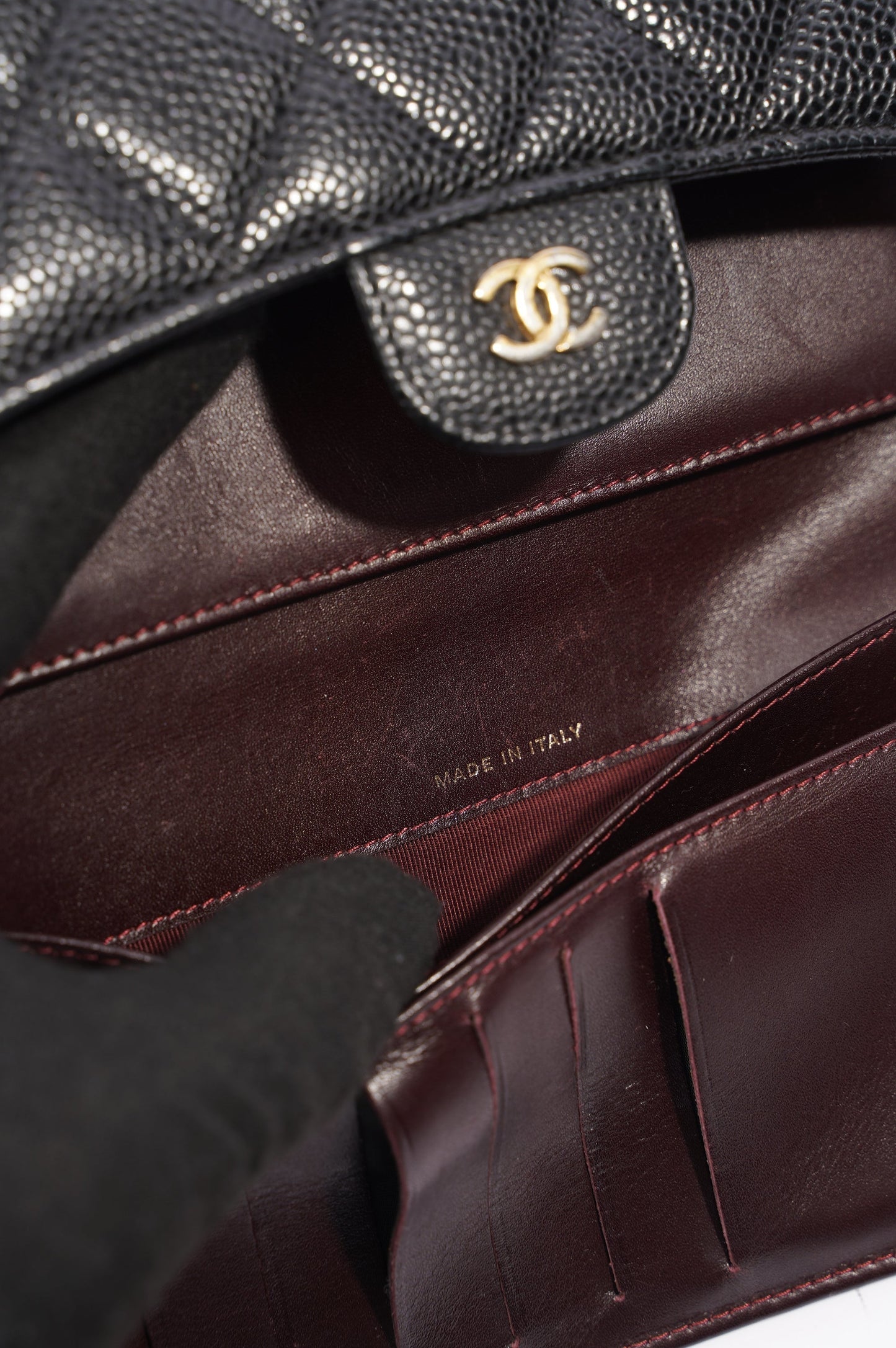 Chanel Quilted Classic Flap Wallet Black Caviar Leather