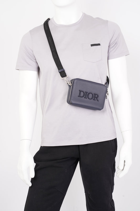 Christian Dior Messenger Pouch Navy Leather