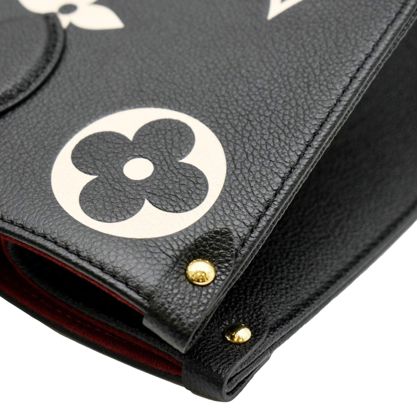 LOUIS VUITTON Onthego MM Giant Monogram Leather Tote Bag Black/Bicolor