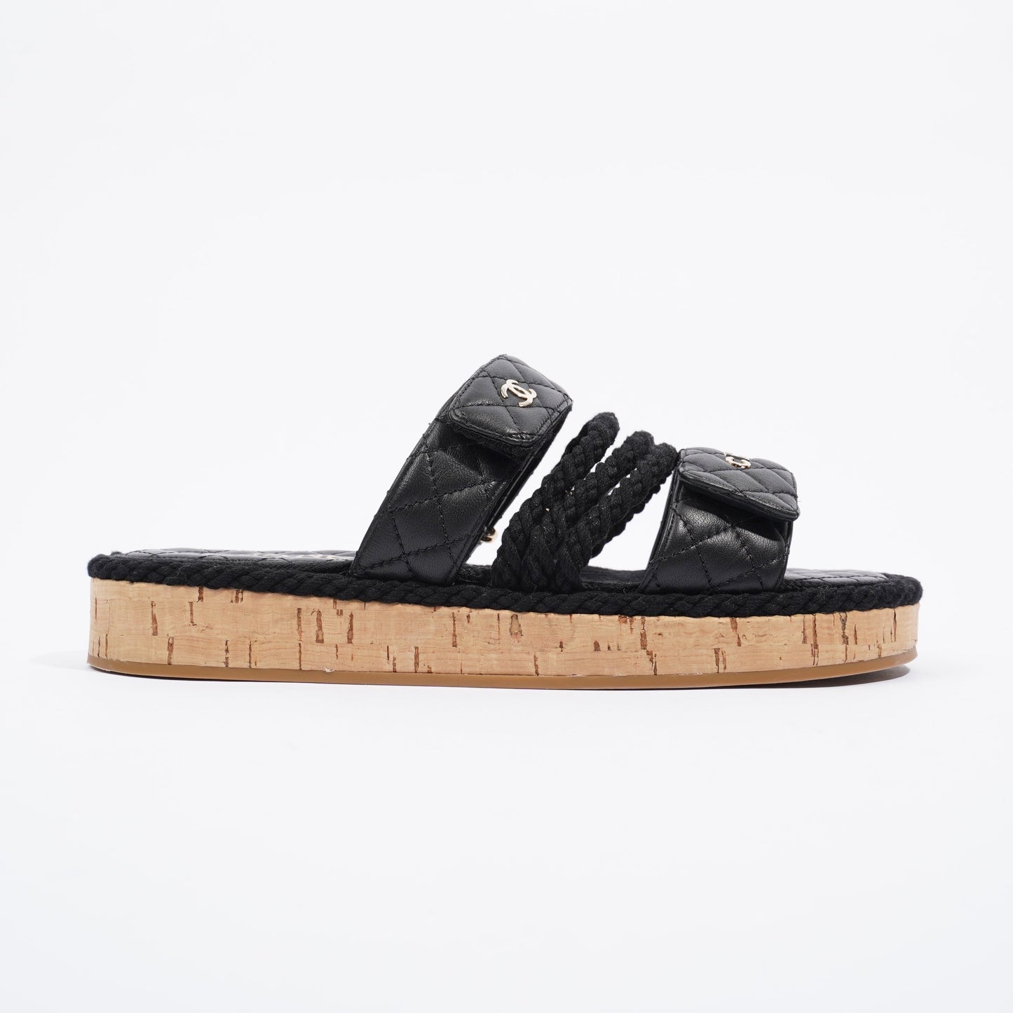 Chanel Dad Sandal Black   Gold EU 40   UK 7