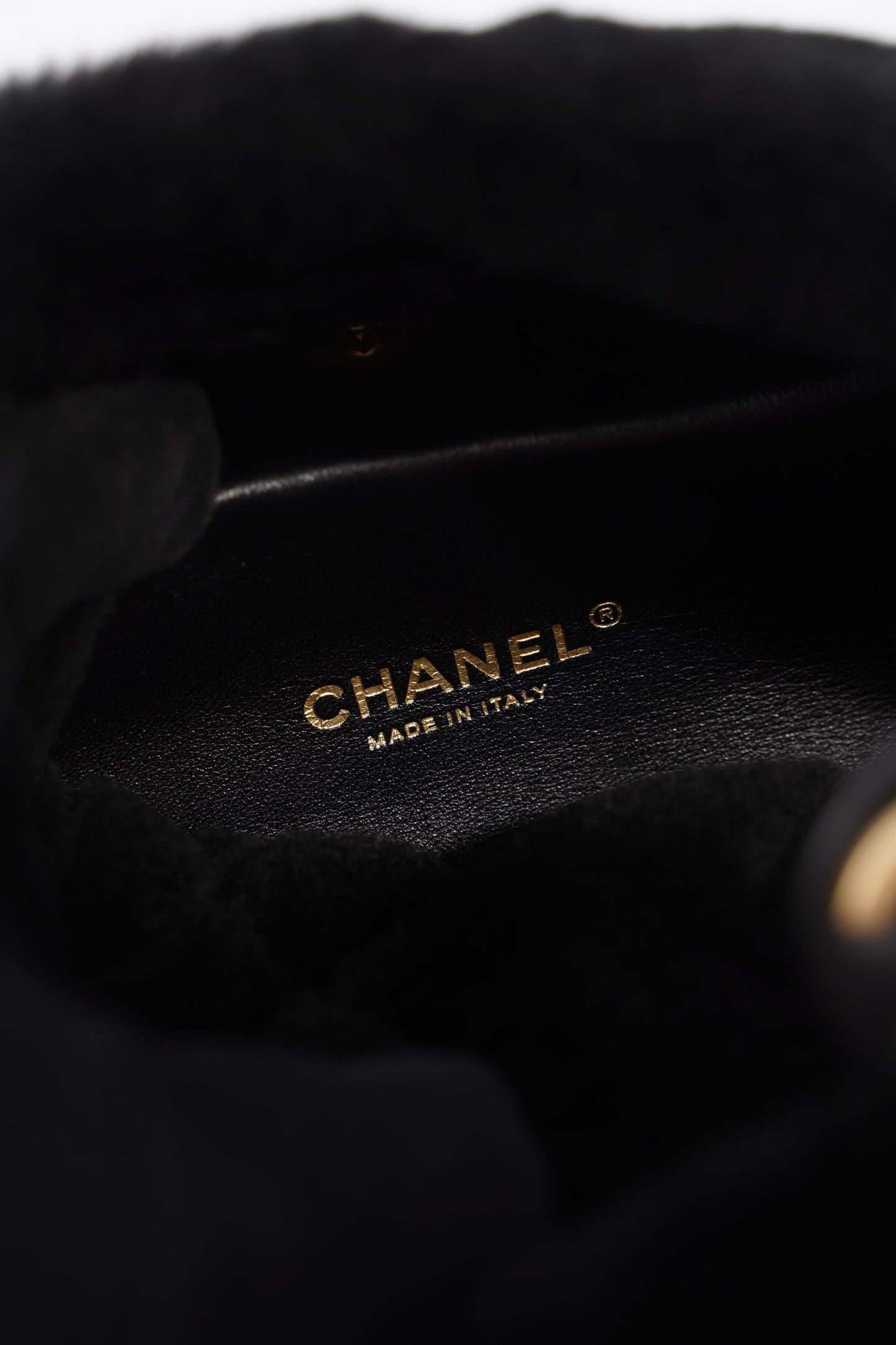 Chanel Womens Shearling Lambskin Backpack Black